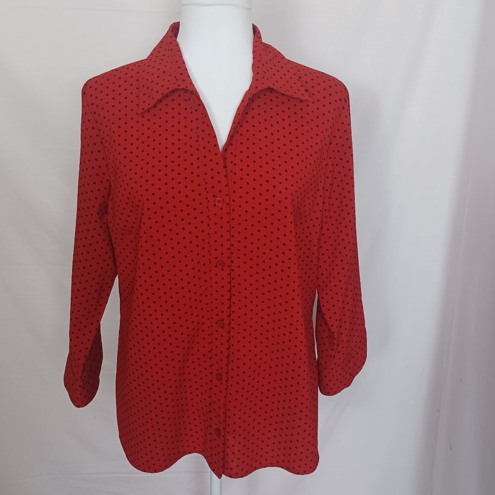 Notations Stretch Button Down Blouse